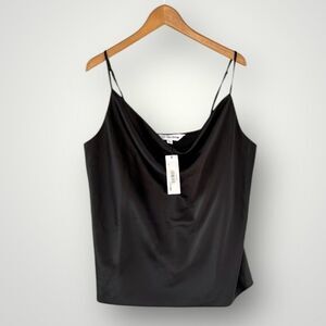 Elegant Black Satin Cowl Neck Top